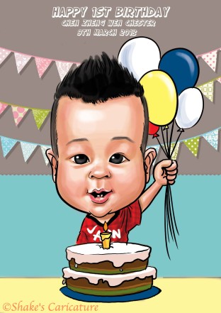 baby birthday©Shake's Caricature