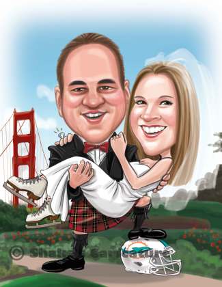 Wedding Caricature San-Francisco_Golden-Gate-Bridge