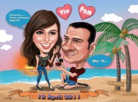 Proposed_couple_beach_Indian©Shake's Caricature