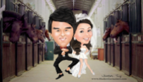Wedding Gangnam Style (hourse version)©Shake's Caricature