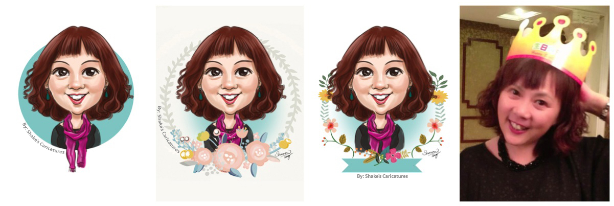 Caricatures with different backgrounds